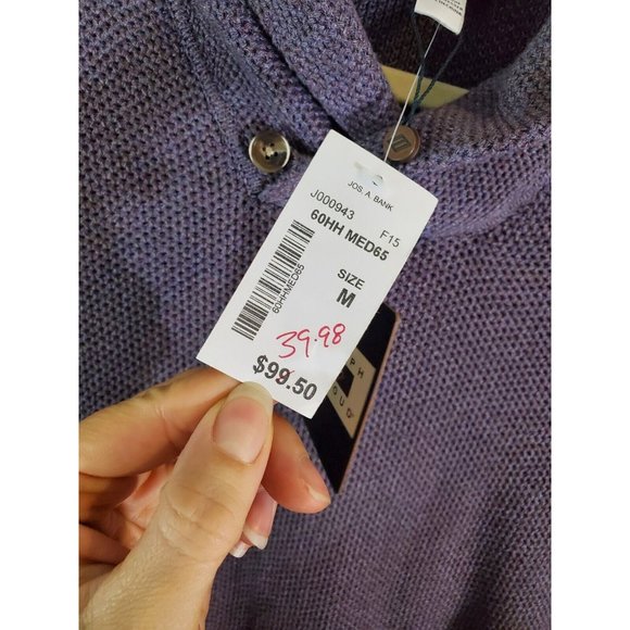 NWT Joseph Abboud by Jos. A. Banks Cotton Blend Purple Pullover Sweater, Sz M - Picture 5 of 11